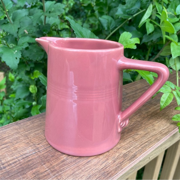 SOLD Vintage Homer Laughlin Harlequin Cream Pitcher Pink Dusty Rose Fiesta Ware - Picture 4 of 12